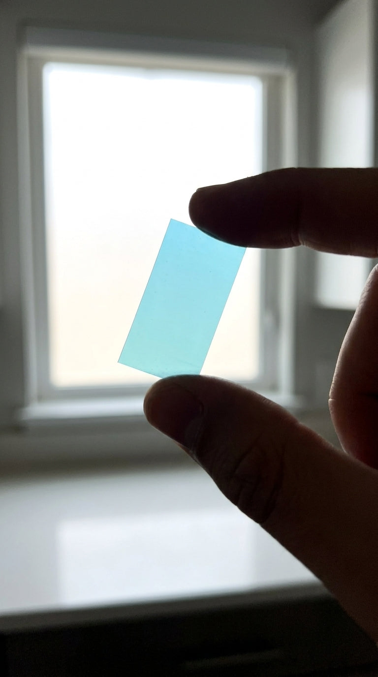 Close-up of a translucent Potenzia film strip